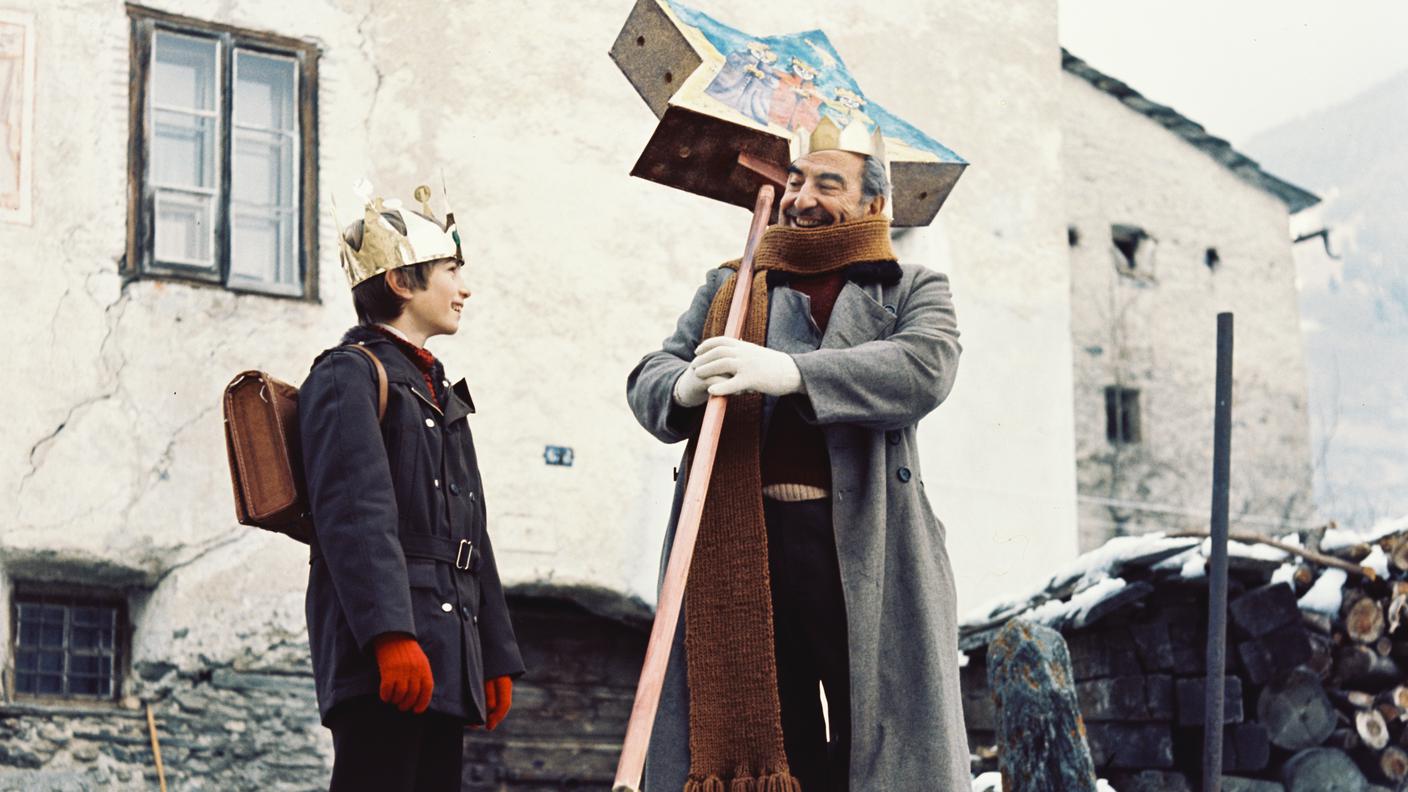 Il Re — con Dino Di Luca e il giovane Fabio. Poschiavo, 1973