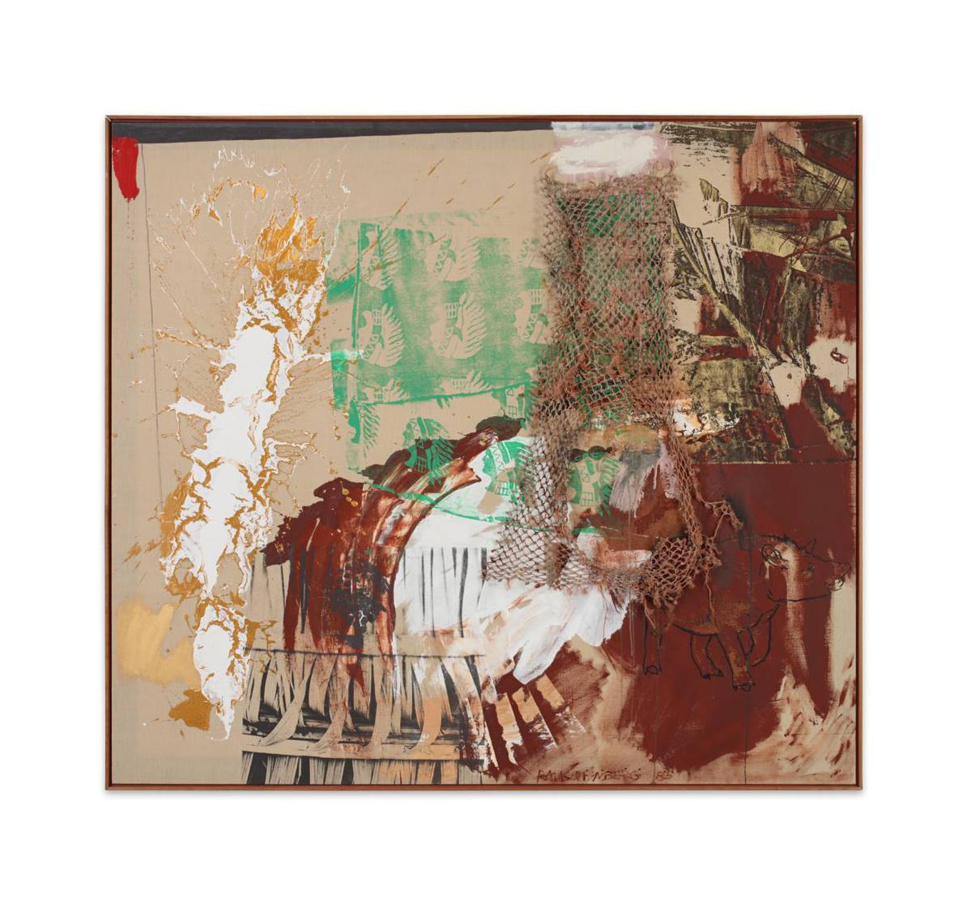 Robert Rauschenberg, Onoto Snare - ROCI VENEZUELA, 1985. © Robert Rauschenberg Foundation; ARS, New York, 2025. Courtesy Galerie Thaddaeus Ropac. Photo Robert Rauschenberg Foundation.jpg