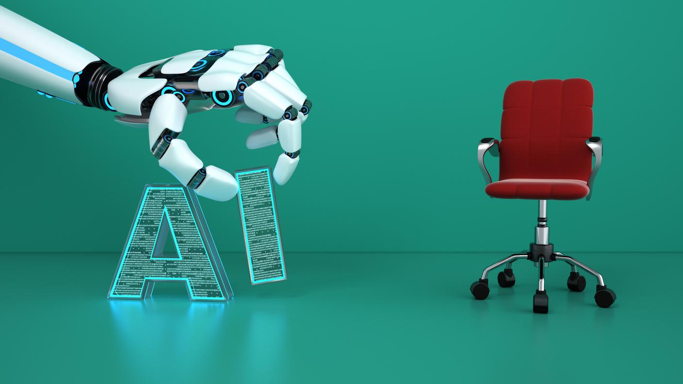 IA e lavoro Artificial intelligence replaces jobs Artificial intelligence replaces jobs. 3d illustration