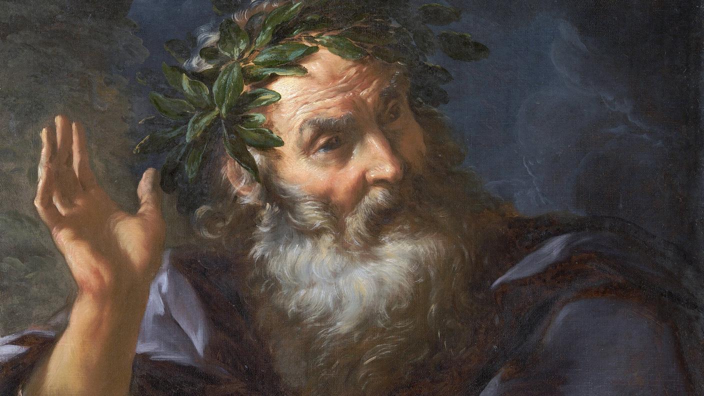 Secondo la tradizione e l'iconografia antica, Omero era considerato cieco. La cecità era simbolo di saggezza e doti profetiche, e permetteva al poeta di essere più ricettivo all'ispirazione divina attraverso gli "occhi dell'anima" 