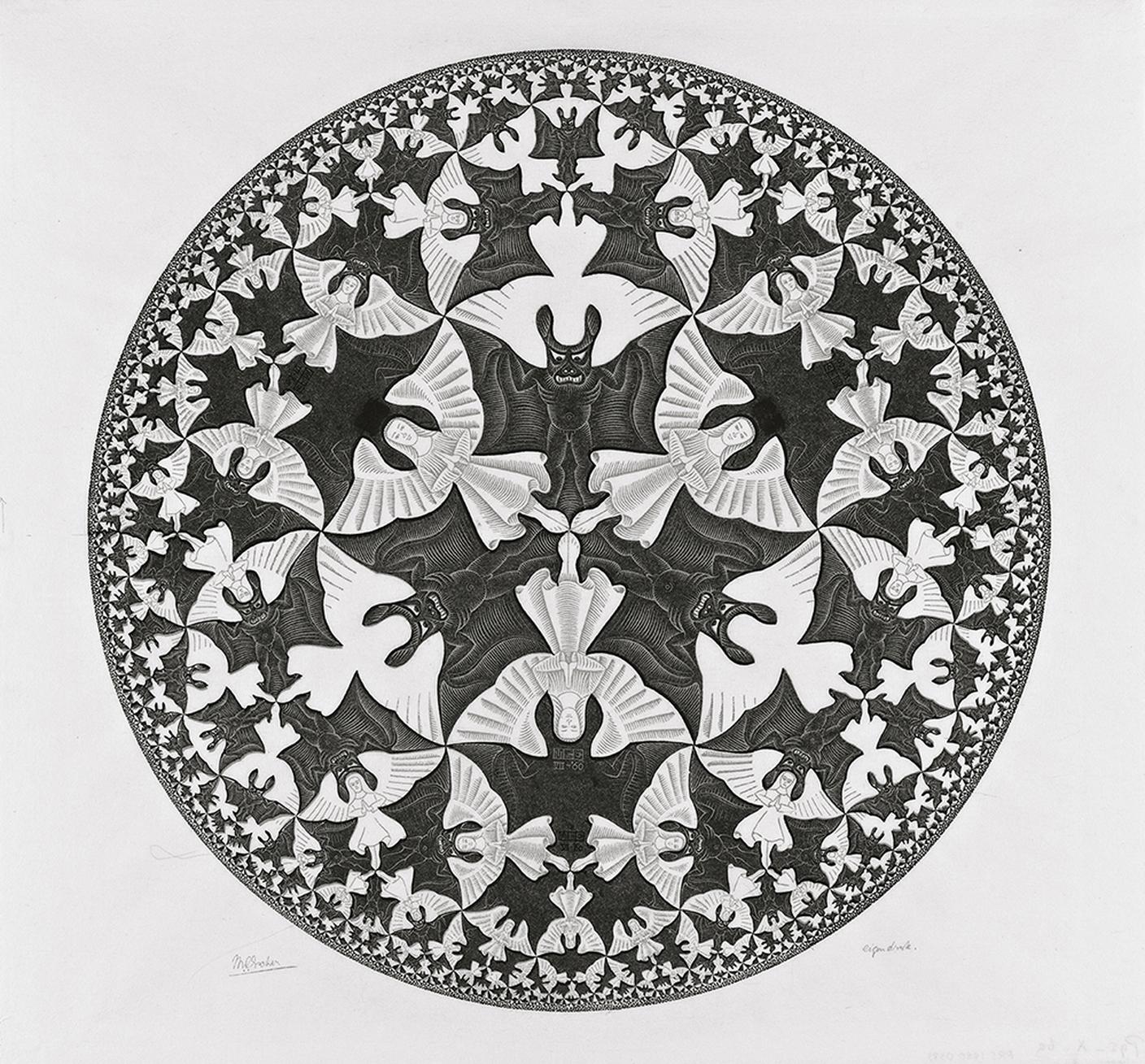 M.C. Escher, Limite del Cerchio IV (Paradiso e Inferno), 1960