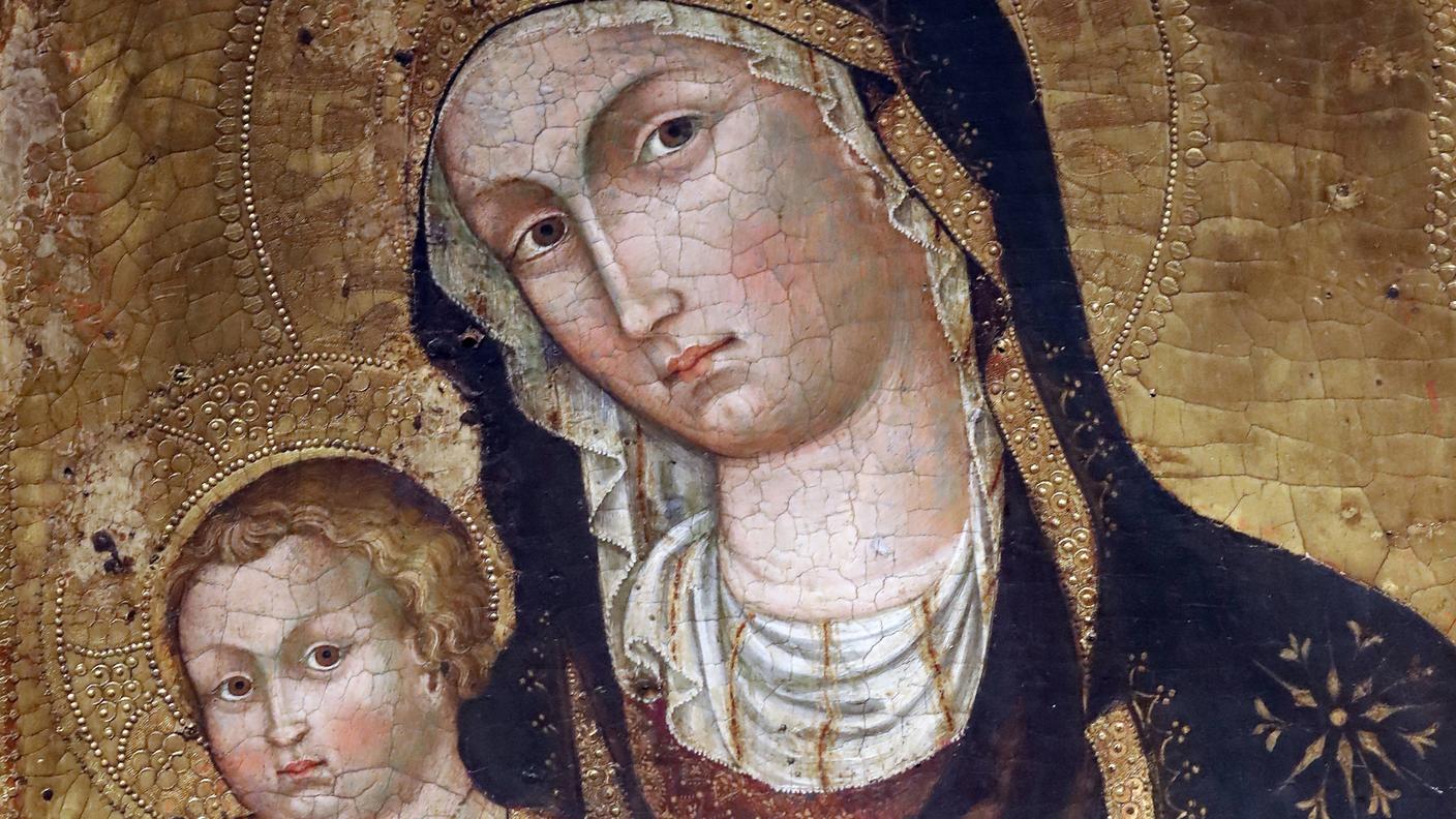 Madonna col Bambino, Nicolò da Voltri, fine del 14esimo secolo, San Donato (Genova)