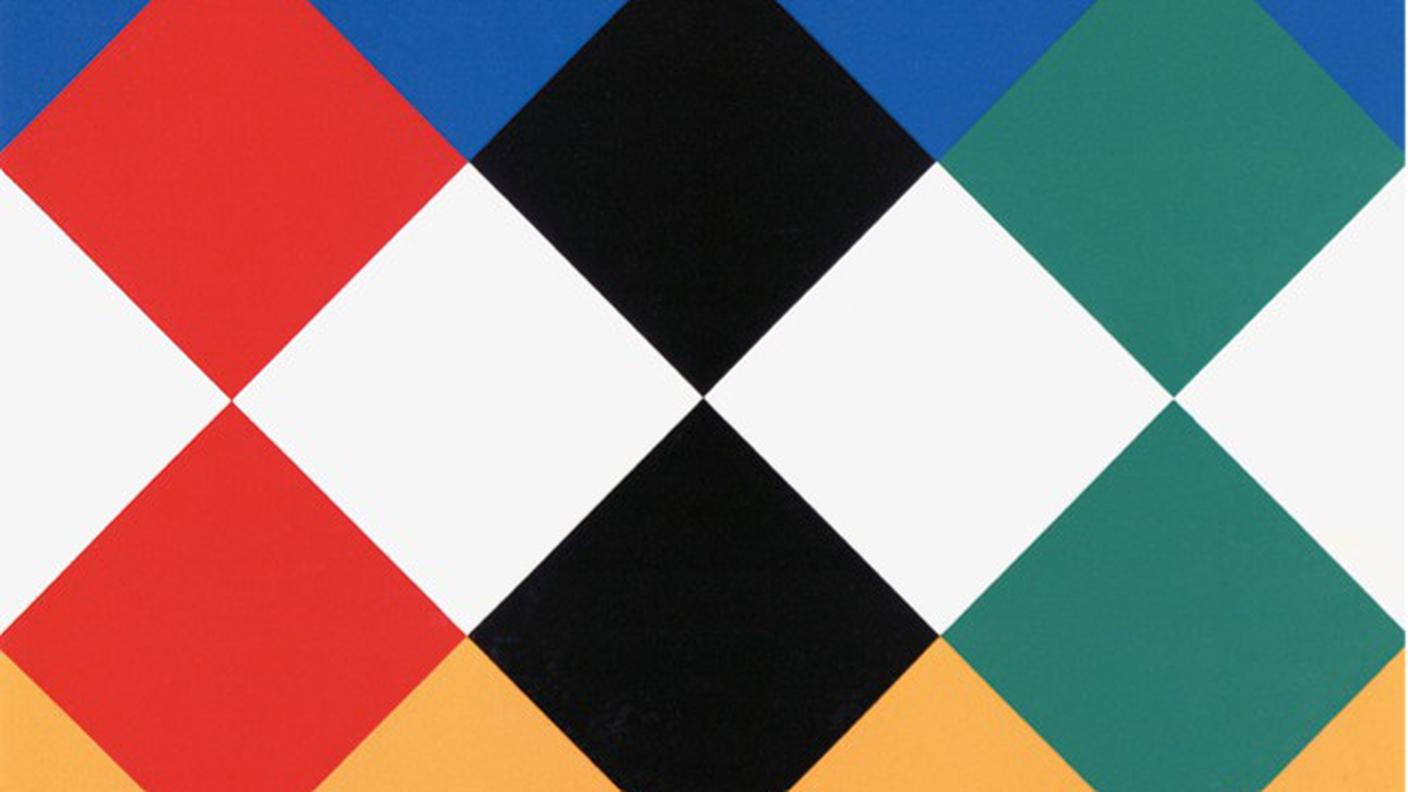 Max Bill, Feld aus sechs sich durchdringenden farben, 1966-67, olio su tela