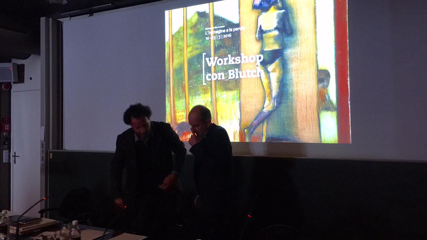Chatrian e Blutch nella penombra della lezione-proiezione