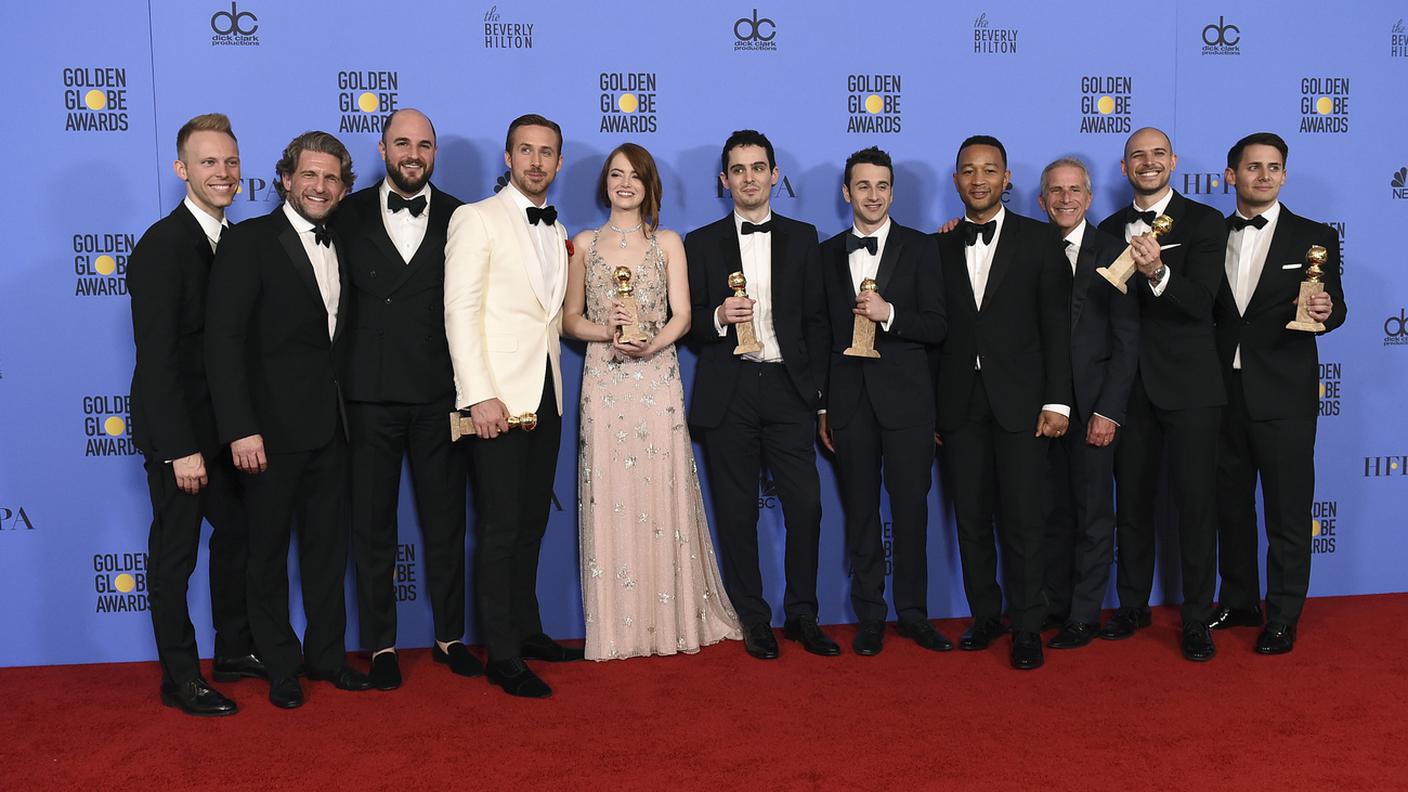 Il cast di La La LAnd in posa 