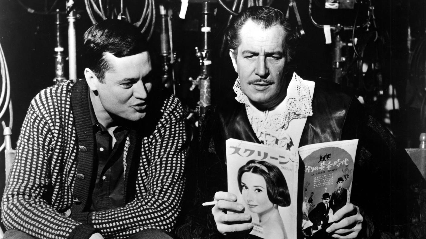 Roger Corman e Vincent Price sul set, 1966