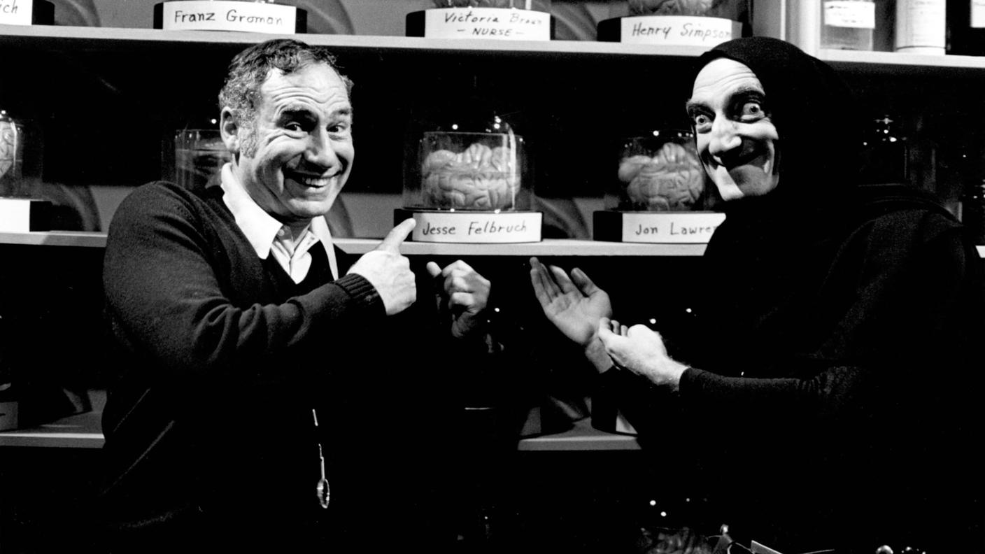 Con Marty Feldman durante le riprese di "Frankestein Junior", 1974