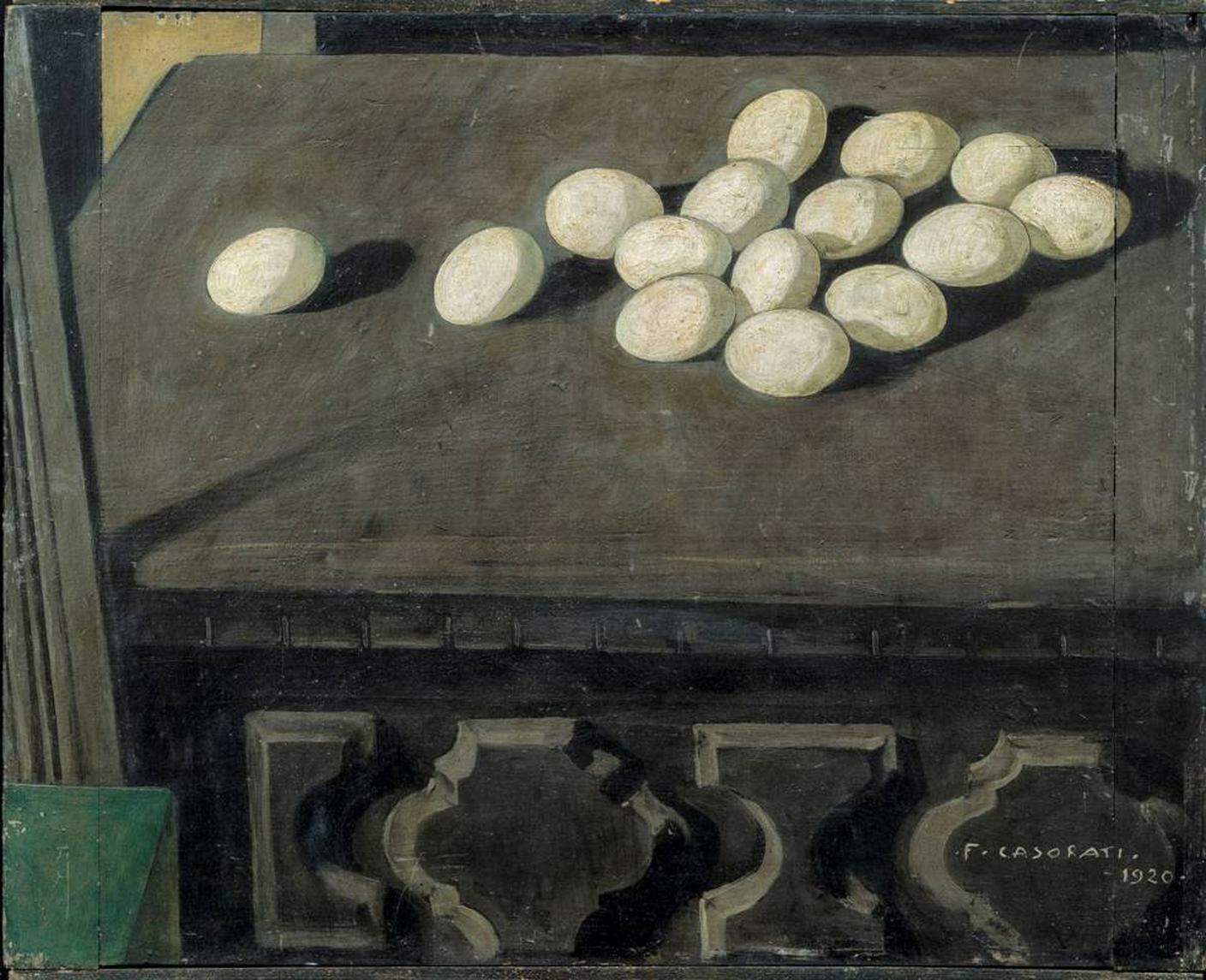 Felice Casorati, Le uova sul cassettone, 1920. Collezione privata 