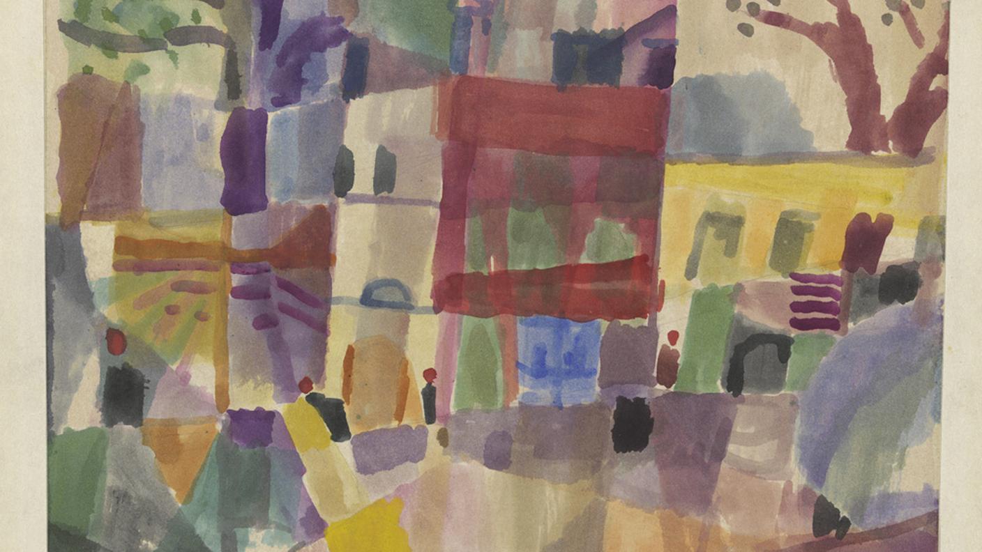 Paul Klee, Red and Yellow Houses in Tunis, 1914. Watercolour and pencil on paper on cardboard.