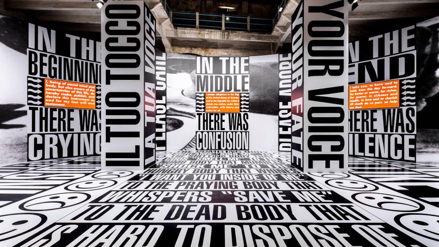Barbara Kruger, Untitled (Beginning Middle End), 2022. 59th International Art Exhibition – La Biennale di Venezia