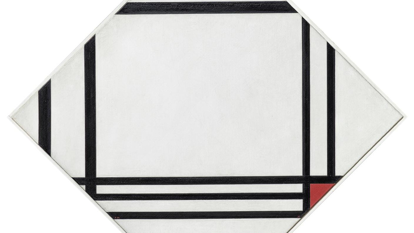 Piet Mondrian, Lozenge Composition with Eight Lines and Red - Picture No. III, 1938. Fondation Beyeler, Riehen-Basel, Beyeler Collection