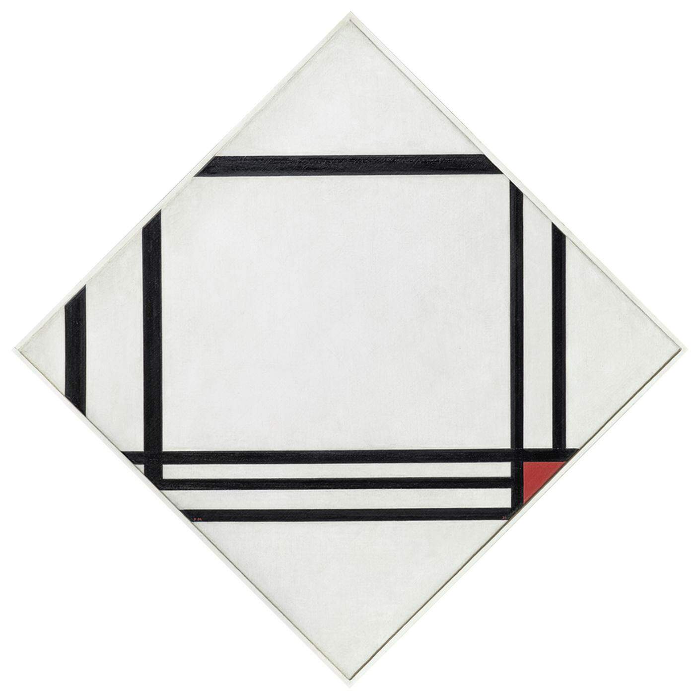 Piet Mondrian, Lozenge Composition with Eight Lines and Red - Picture No. III, 1938. Fondation Beyeler, Riehen-Basel, Beyeler Collection