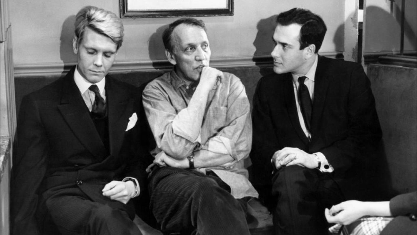 James Fox, Joseph Losey e Harold Pinter durante le riprese de "Il servo" (1963)