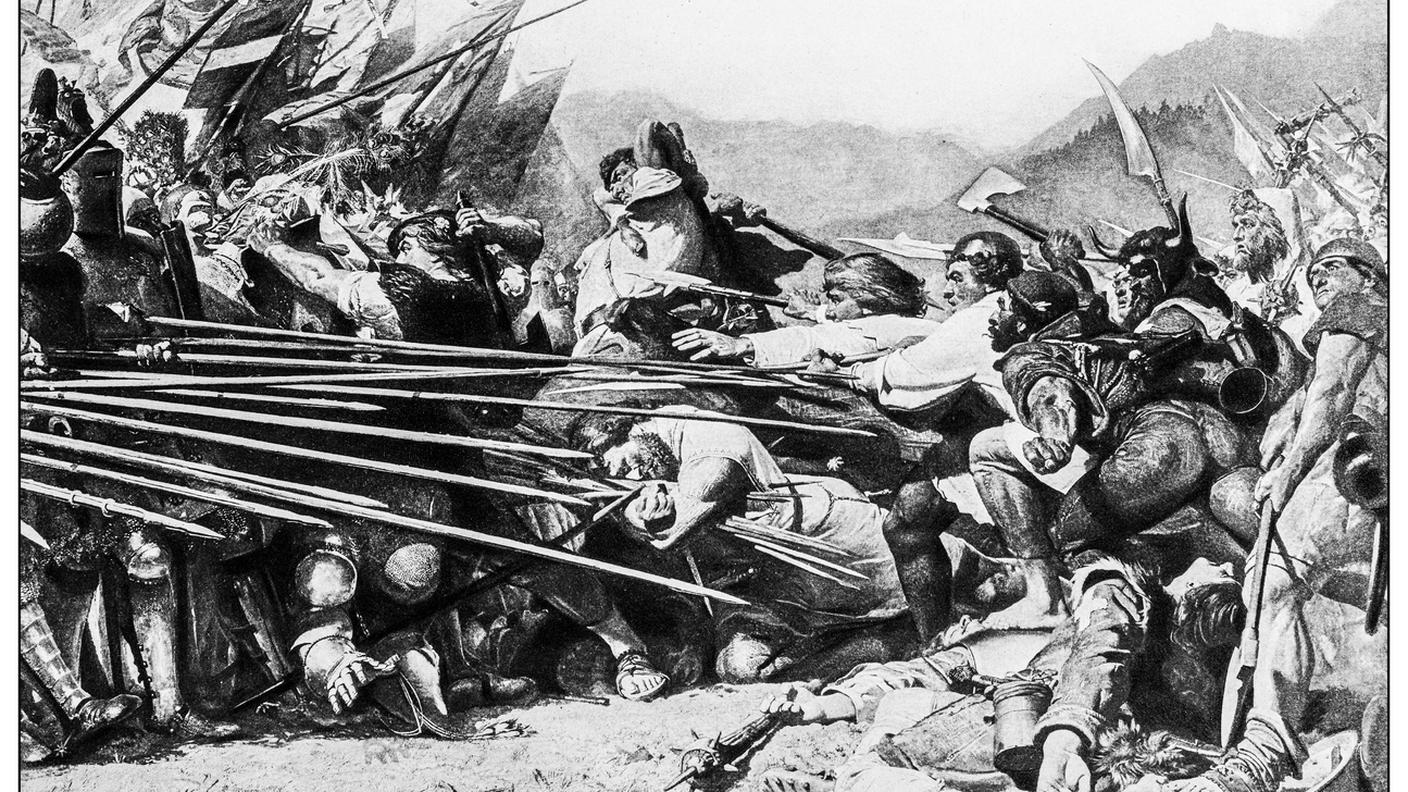 Illustrazione antica di Arnold Von Winkelried a Sempach