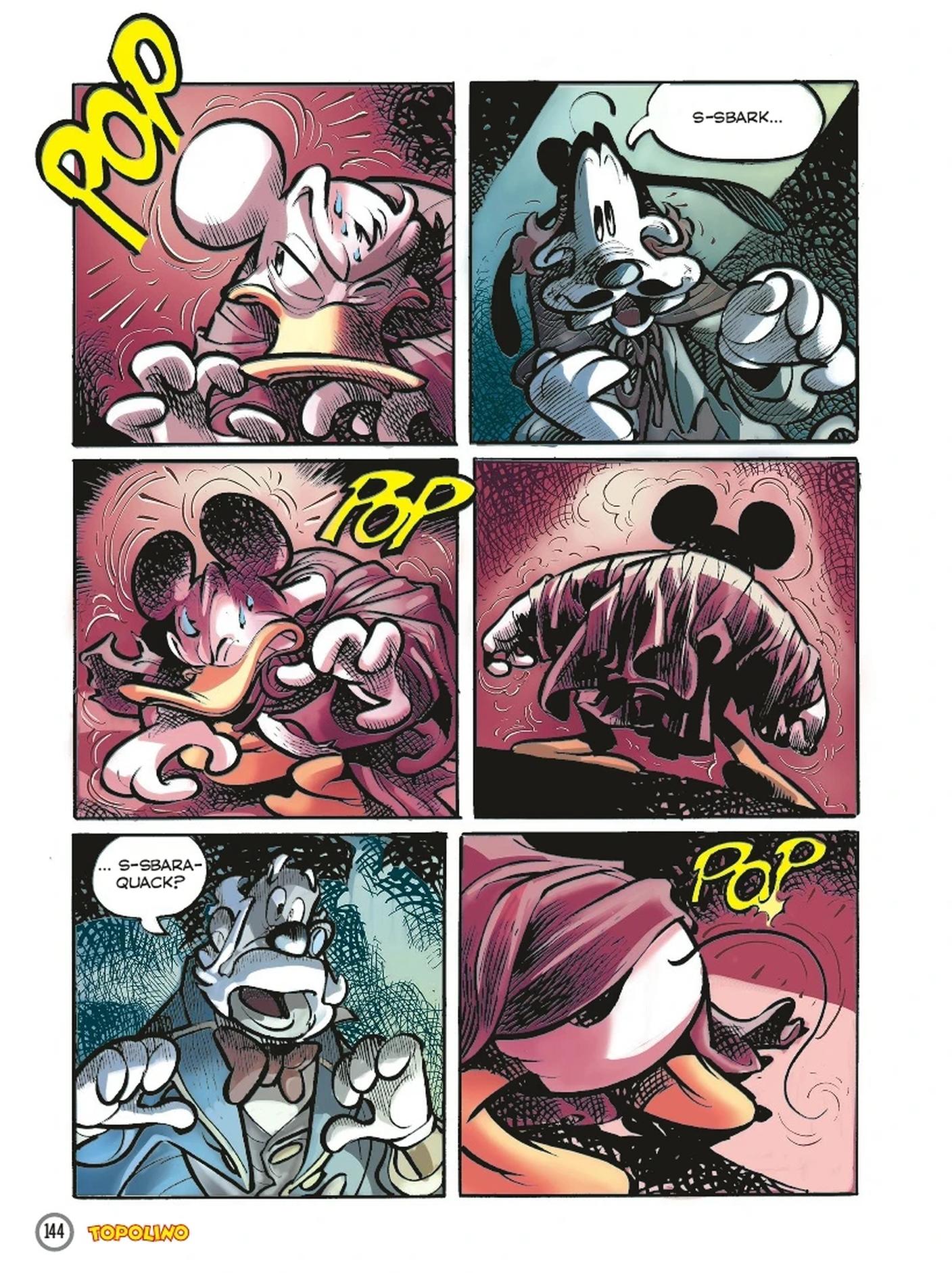 Paperino e Topolino come due facce della stessa medaglia, da “Lo strano caso di dottor Ratkyll e di mister Hyde” (Enna/Celoni, 2014).