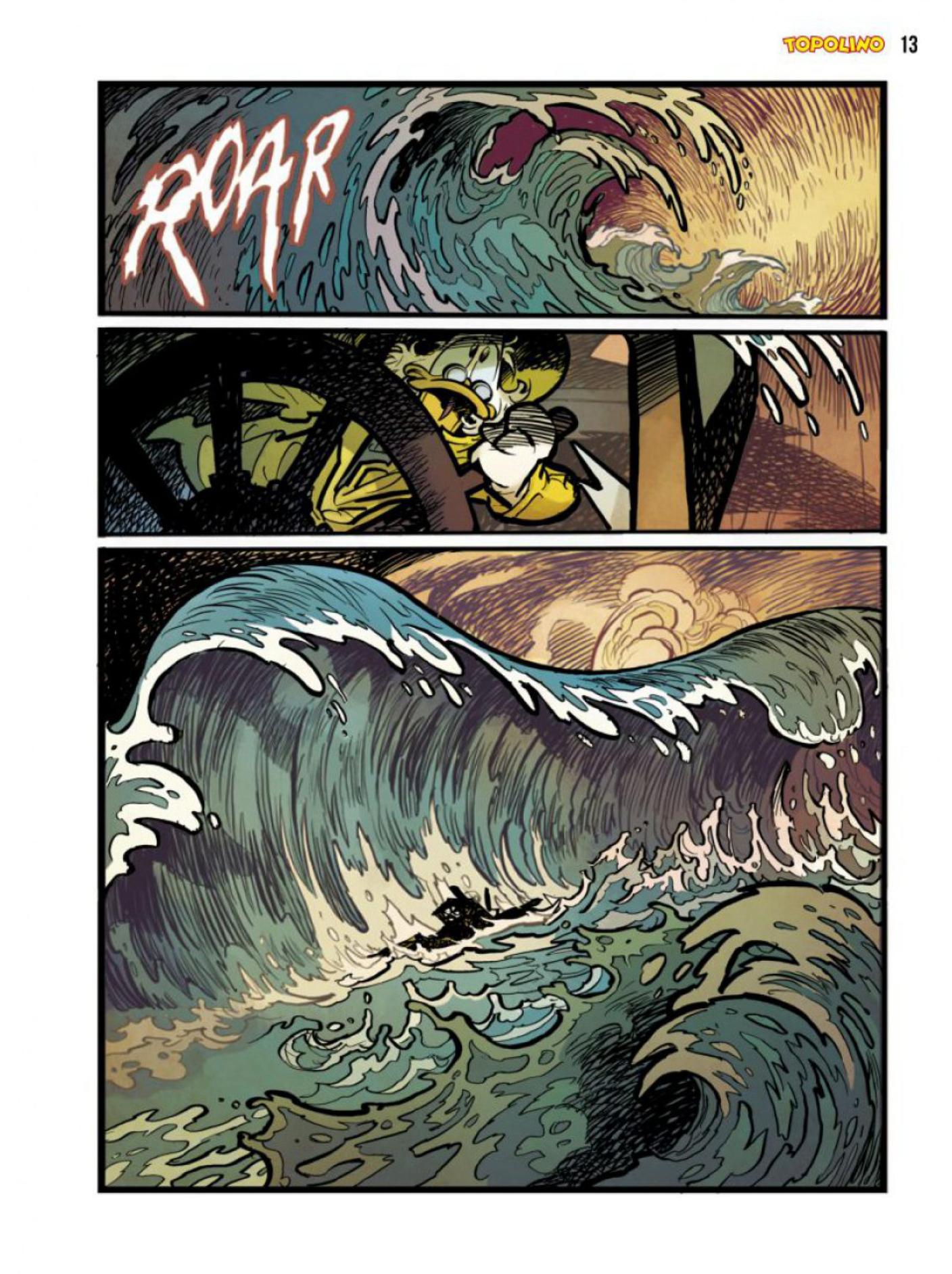 Una tavola dalla sequenza iniziale di Paperone in Atlantide. 