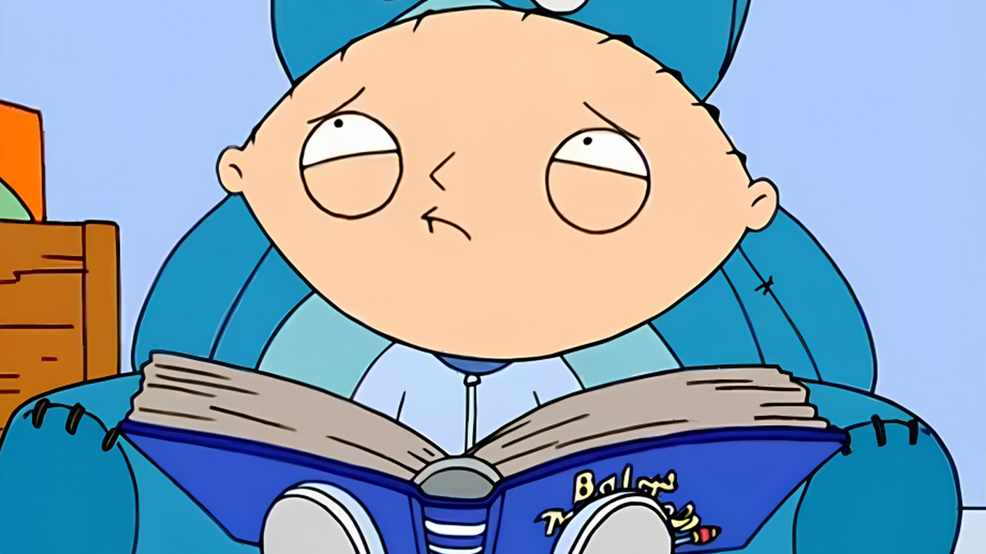 Stewie dei Griffin con un libro