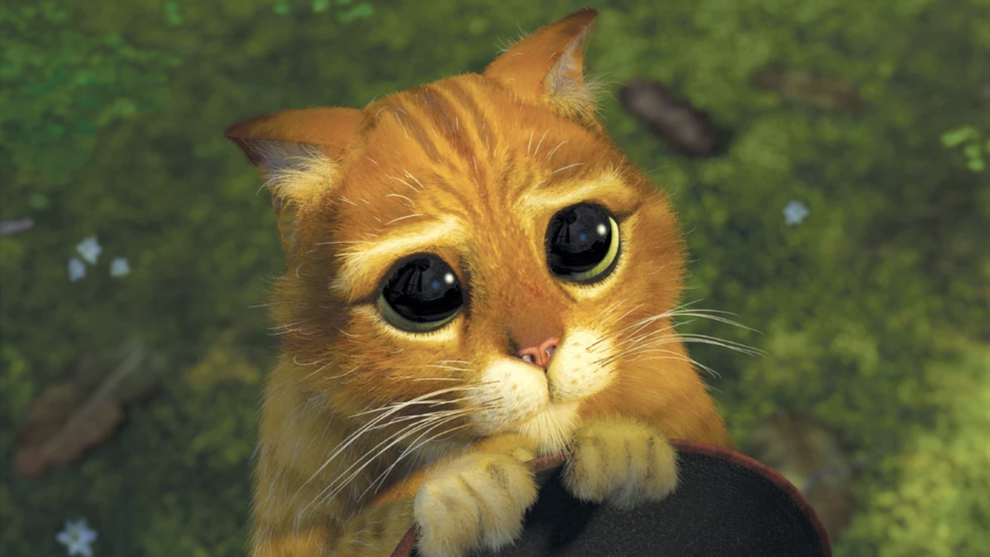 Il Gatto con gli stivali di Shrek che fa i "cute eyes"