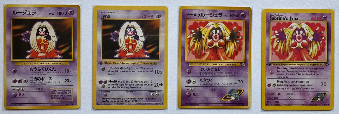 Jynx (Expansion Pack, 1996) / Jynx (Base Set, 1999) e Sabrina's Jynx (Challenge from the Darkness, 1999) / Sabrina's Jynx (Gym Challenge, 2000)