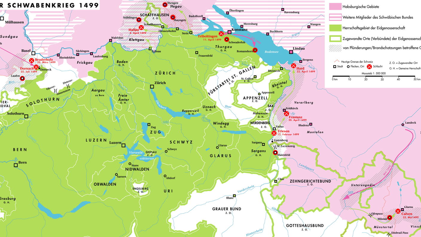 Il teatro bellico della Guerra di Svevia.