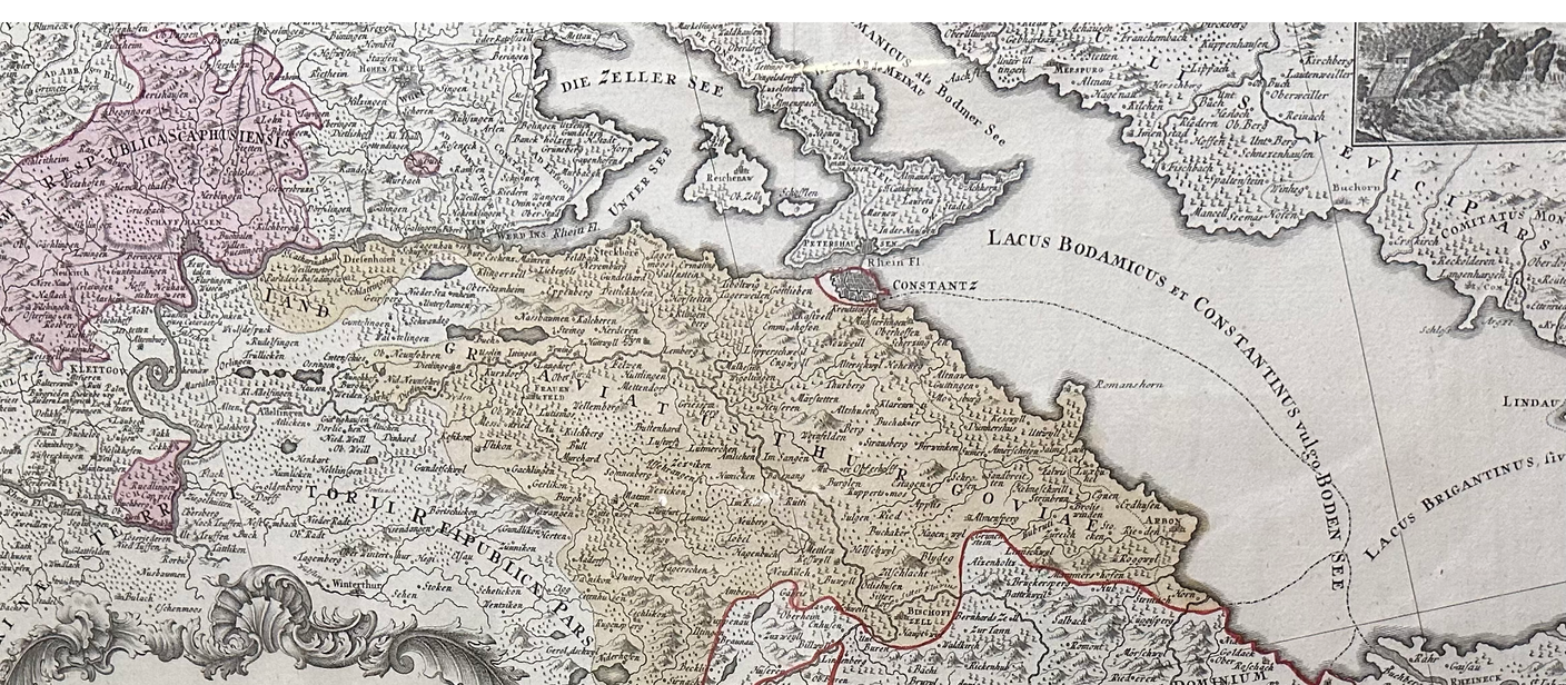 Dettaglio della carta geografica del 1766 della Turgovia e del principato abbaziale di San Gallo. 