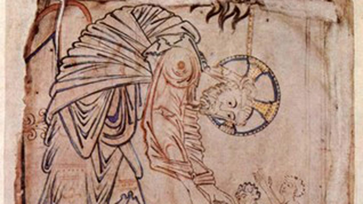 “The Harrowing of Hell”, 1050 ca., British Library, Cotton MS Tiberius C.vi, fol. 14r.