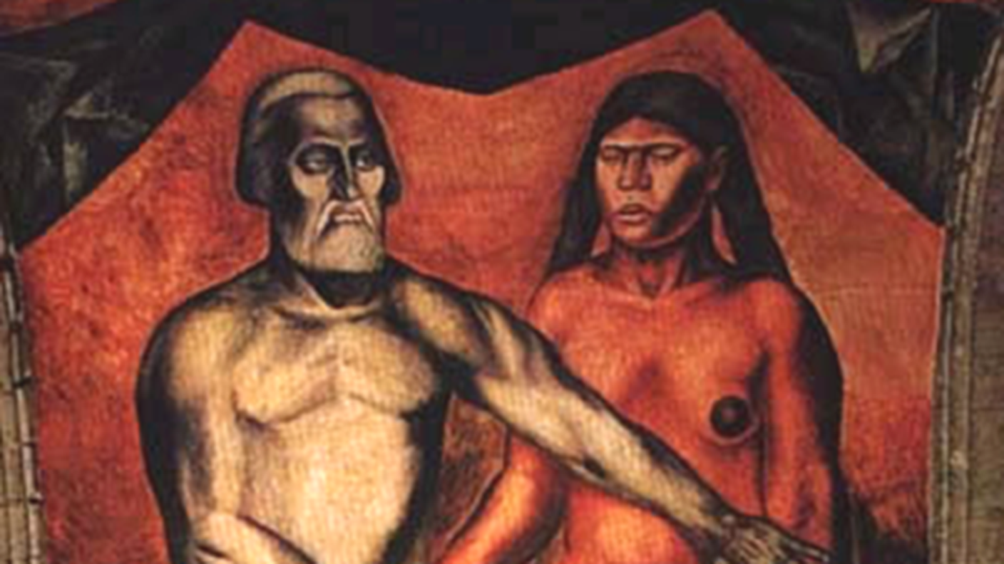 José Clemente Orozco, Cortés e la Malinche, affresco, 1926. Collegio di San Ildefonso, Città del Messico.