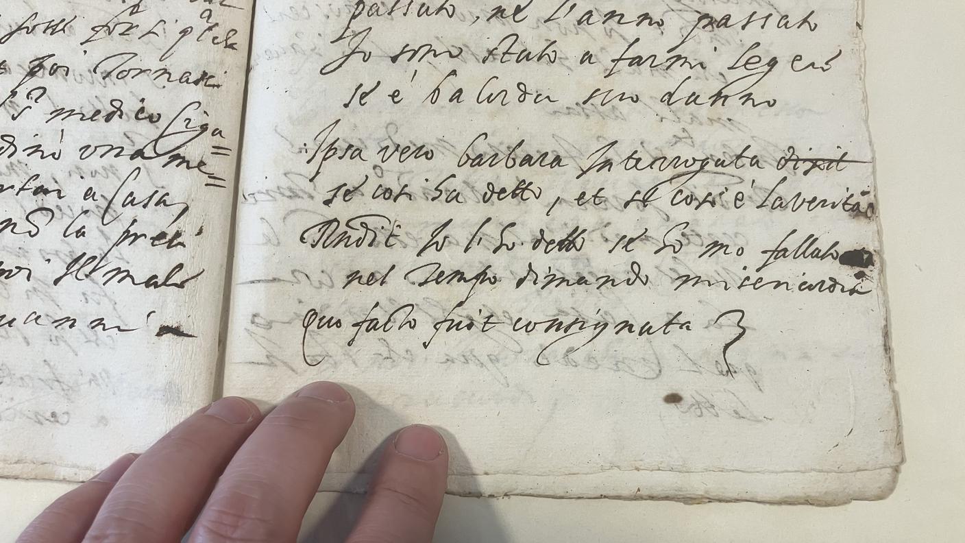  Dettaglio del verbale manoscritto del processo a Barbara Fontana.