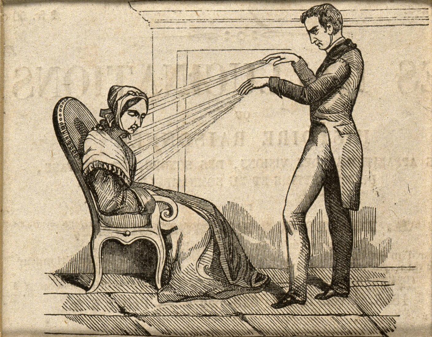 Praticante di mesmerismo (circa 1845).