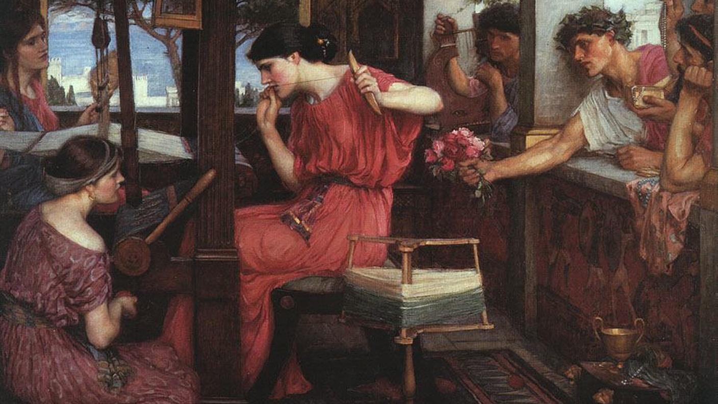 John William Waterhouse, Penelope and the Suitors, 1912, olio su tela, Aberdeen Art Gallery.