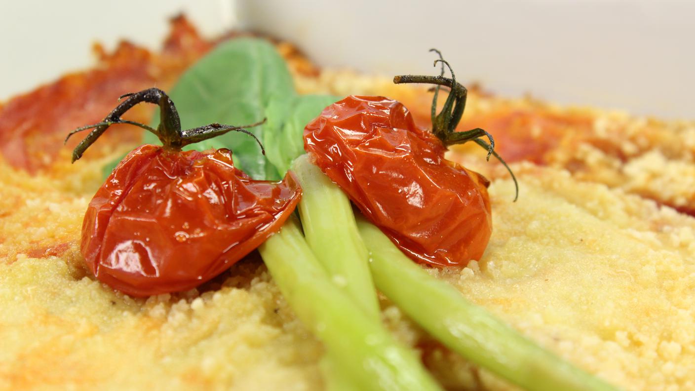 canelloni, asparagi, pomodorini