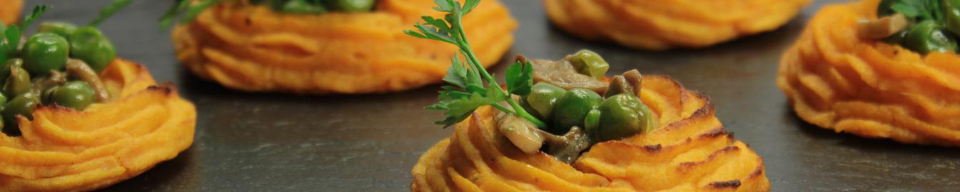 Nidi di patate dolci ai funghi