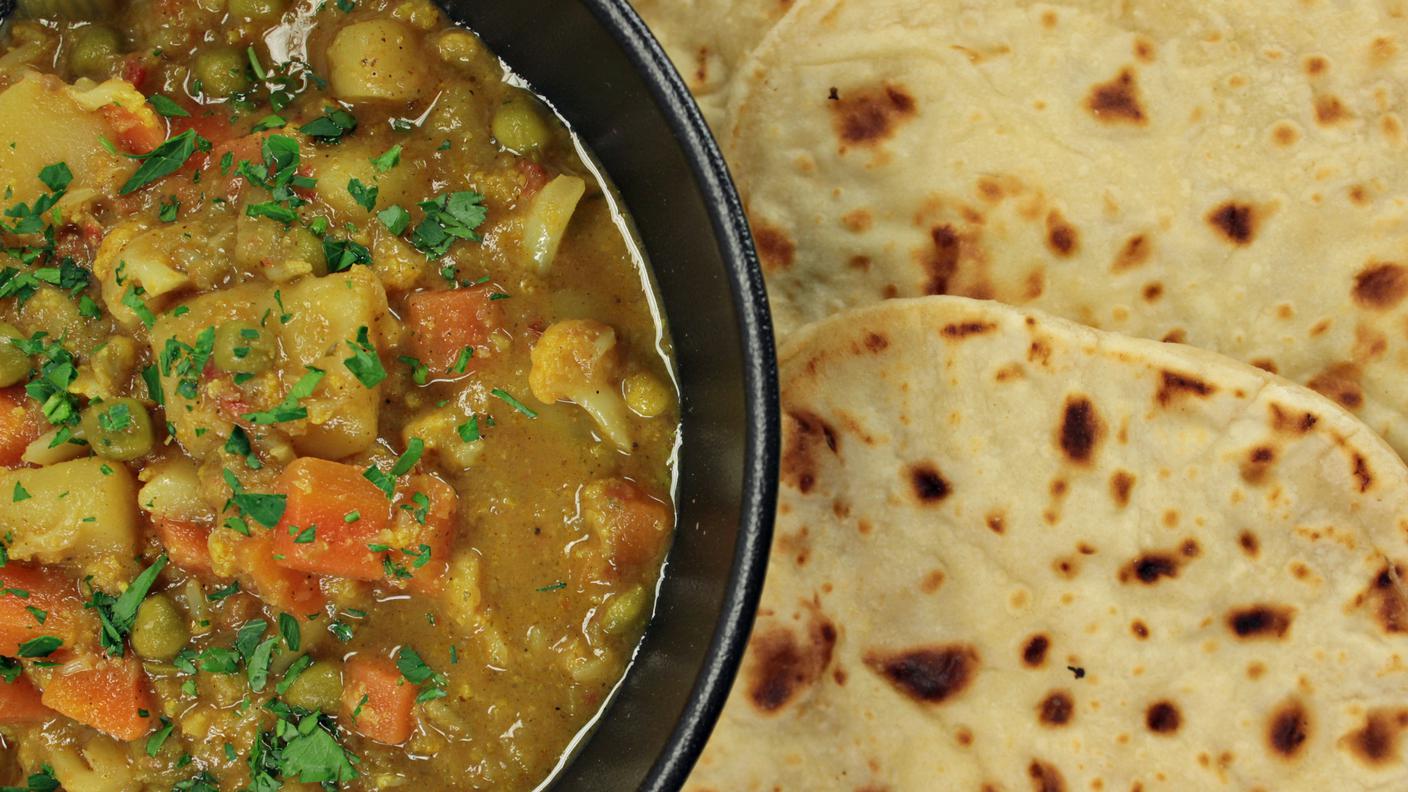 Curry di verdure e chapati