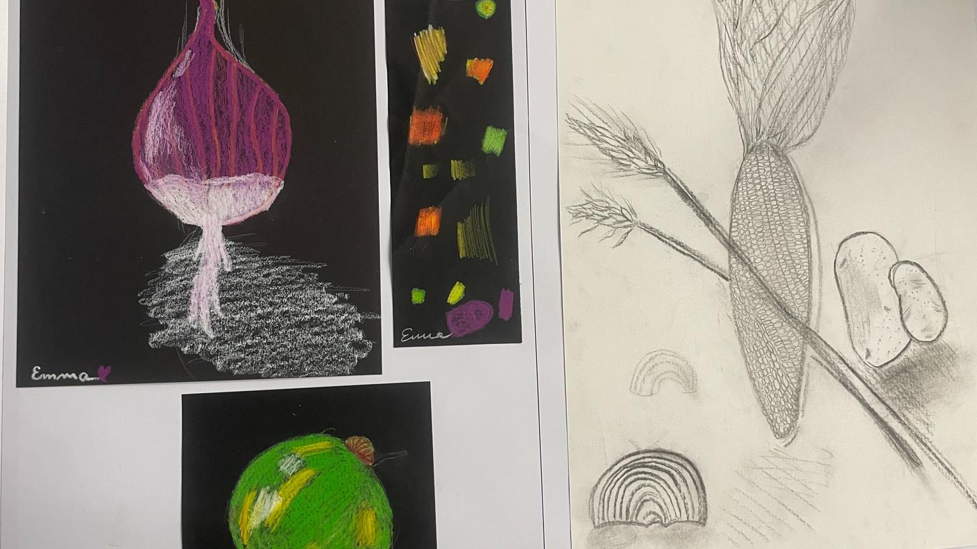 Verdura e farinacei, arte, bambini