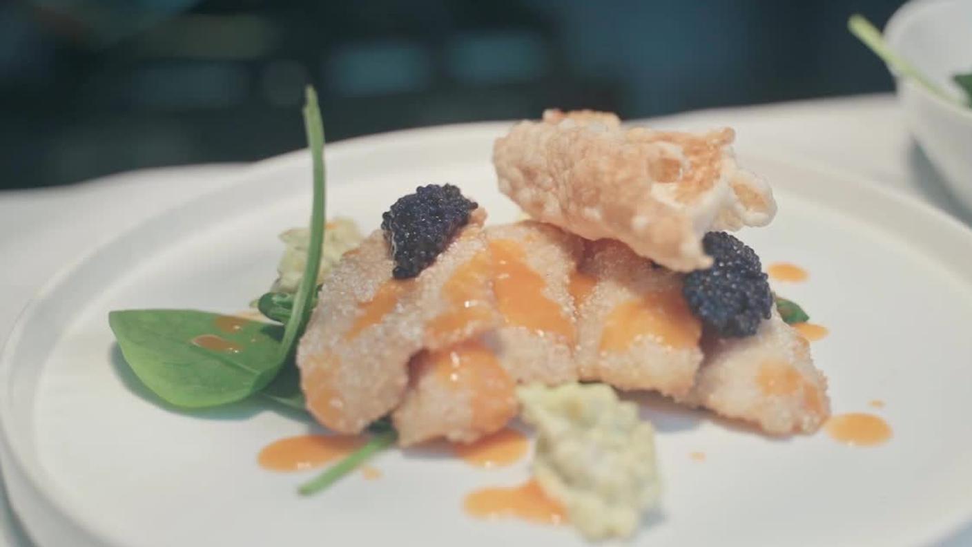 Pesce persico farina di riso, spinaci - Ristorante Posta Carona - Chef Stefano Colombo