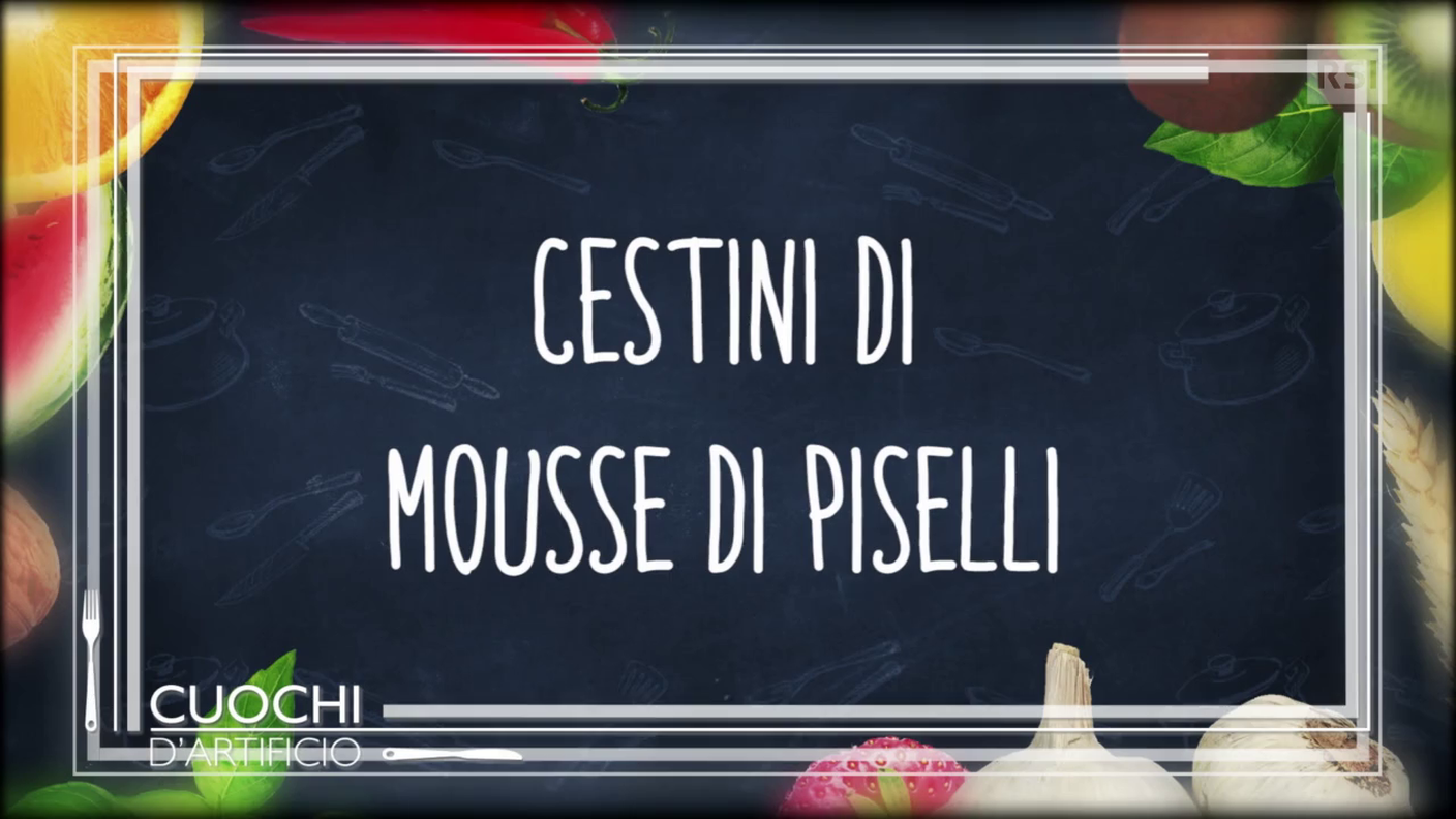 Ricetta in breve - Cestini di mousse di piselli, cuore di caprino e verdure primavera