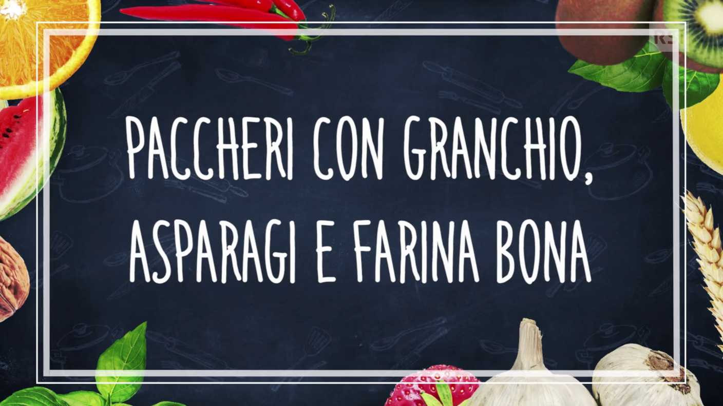 Ricetta in breve- Paccheri di Gragnano, granchio, asparagi e farina bona