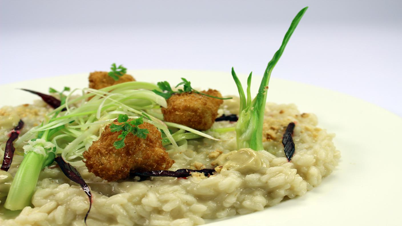 Risotto e coniglio fritto