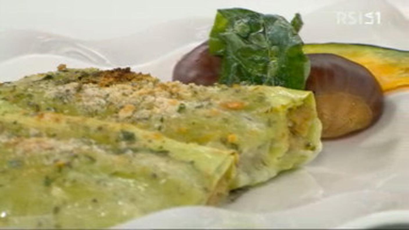 Cannelloni di basilico alla zucca e castagne