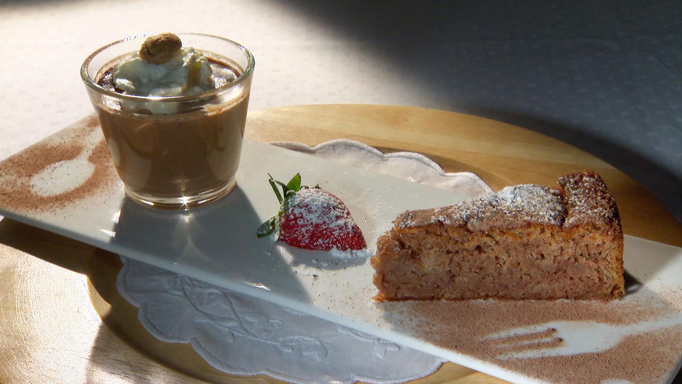 Torta di castagne e mousse al cioccolato