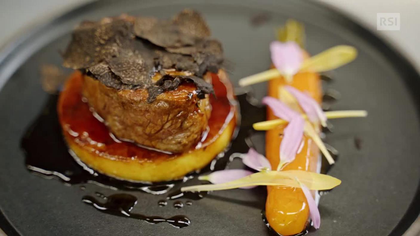 Filetto di vitello “swiss farmer”, soffice di farina bona carote al marsala e tartufo - Chef Alessandro Boleso - Ristorante Villa Castagnola- Le Relais