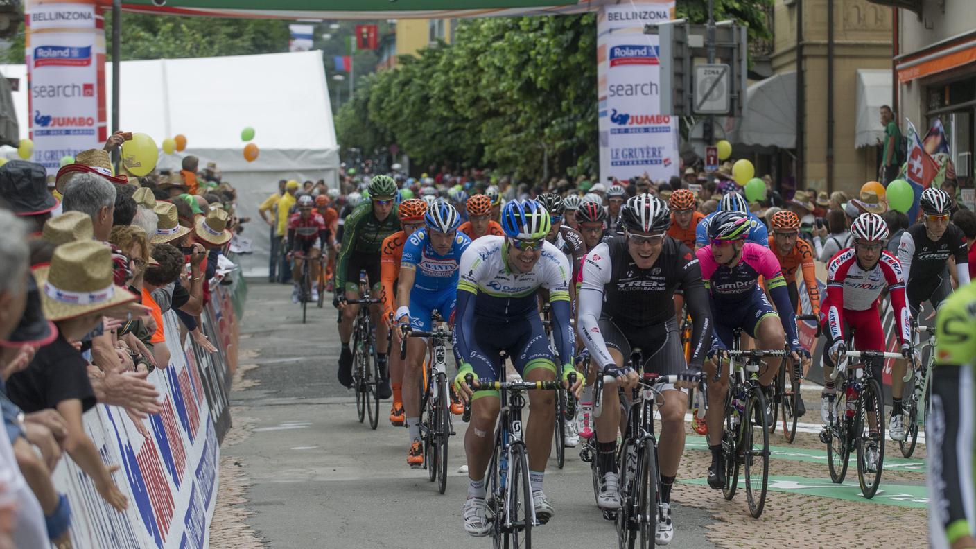 Un'immagine scattata nel 2014 quando il Tour fece tappa a Bellinzona l'ultima volta