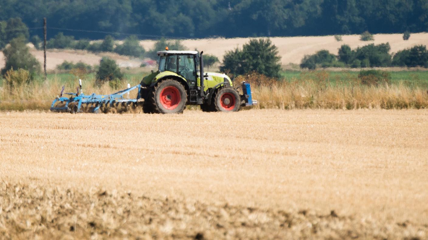 Campo agricolo sotto la stecca del sole nella Bassa Sassonia