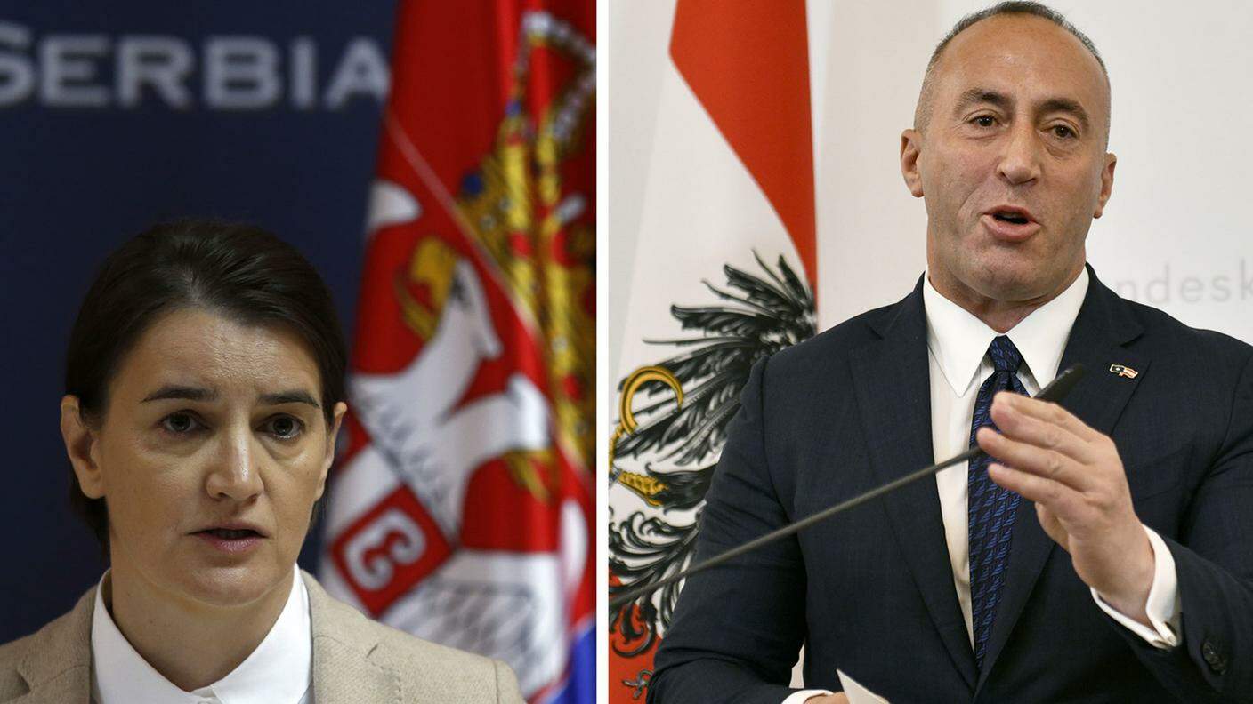 La premier serba Ana Brnabic, e il primo ministro del Kosovo Ramush Haradinaj