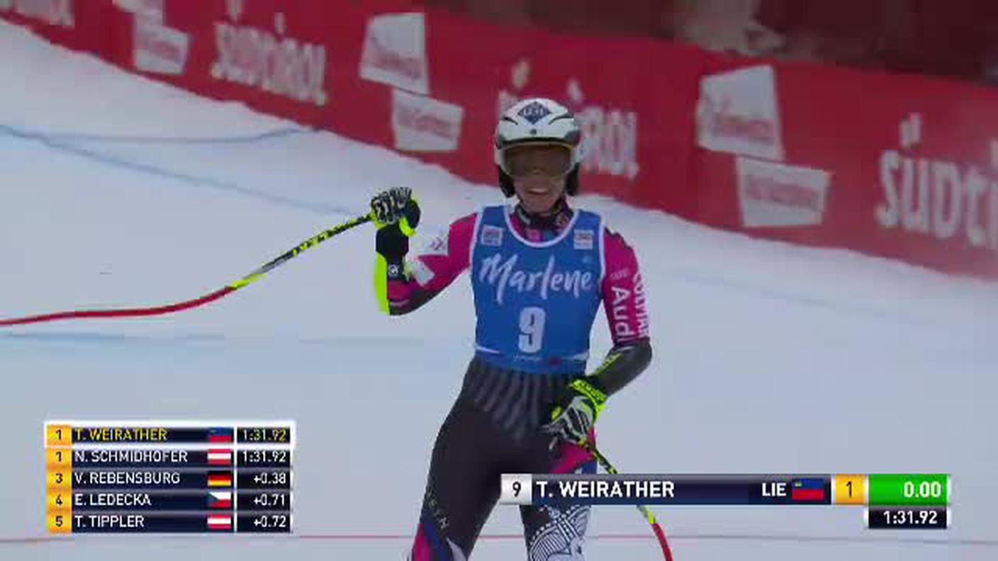 Super G femminile della Val Gardena, la prova di Tina Weirather (19.12.2018)