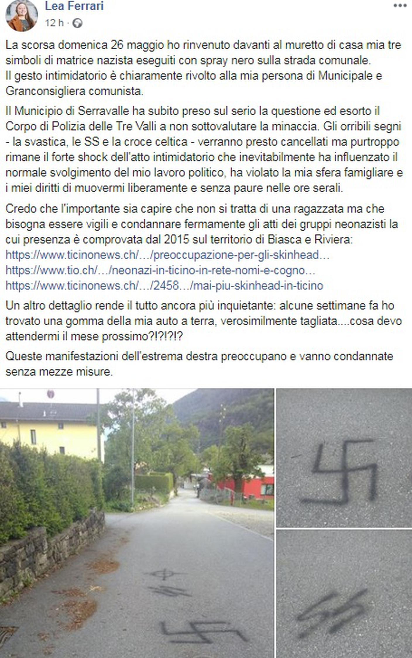 Il post pubblicato su facebook (clicca sull'immagine per ingrandirla)