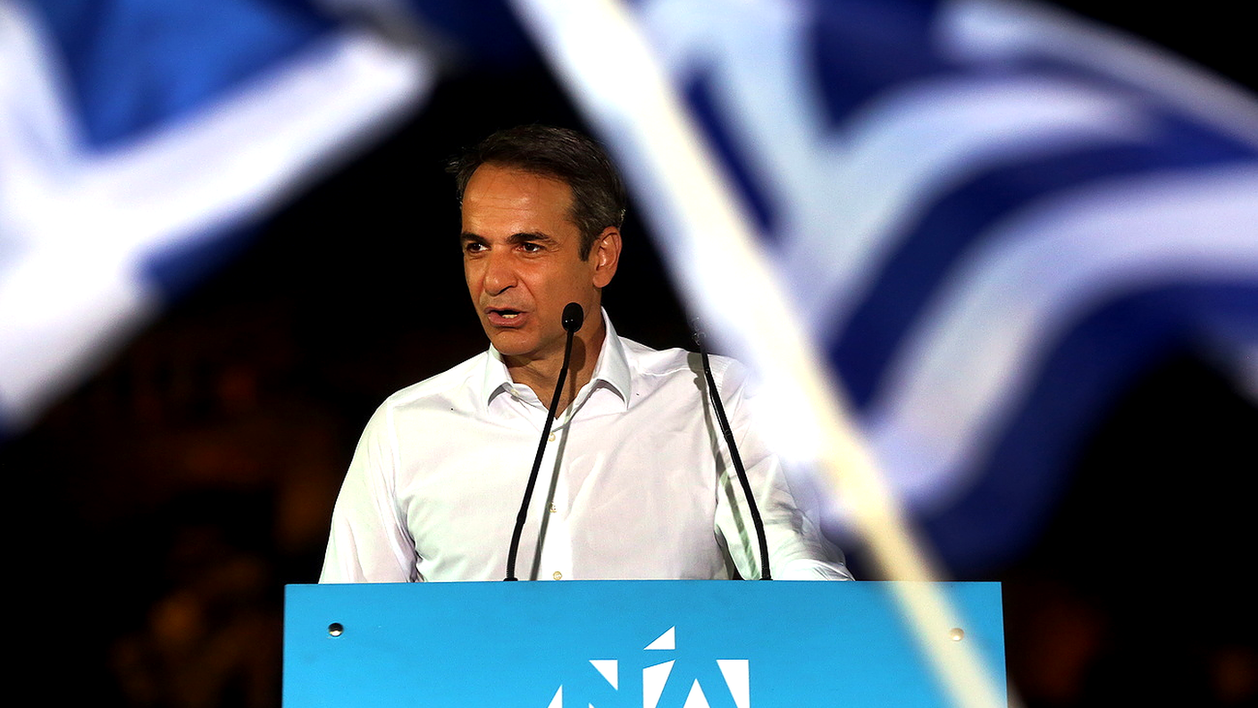 Il leader di centrodestra Kyriakos Mitsotakis giovedì ad Atene