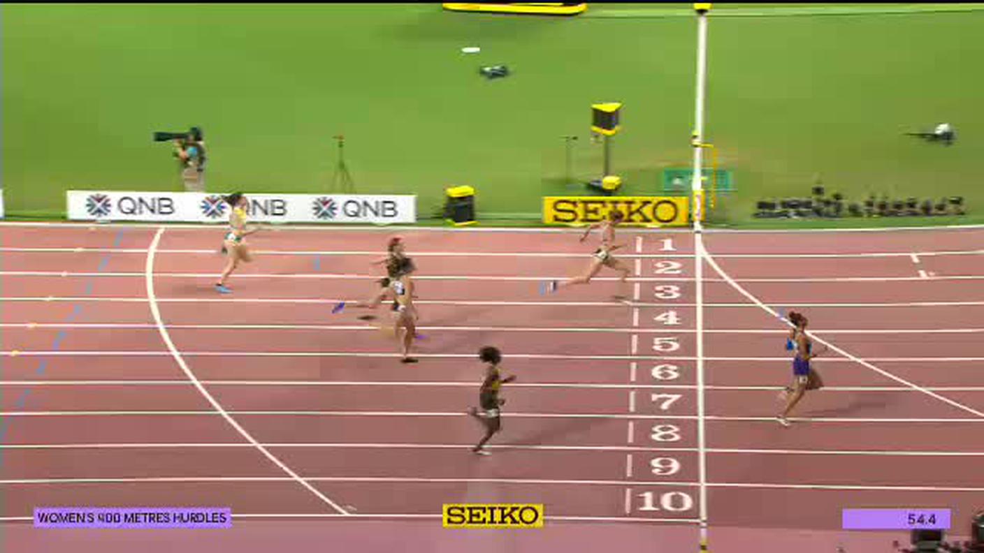 Mondiali, la batteria dei 400m ostacoli con Lea Sprunger (01.10.2019)