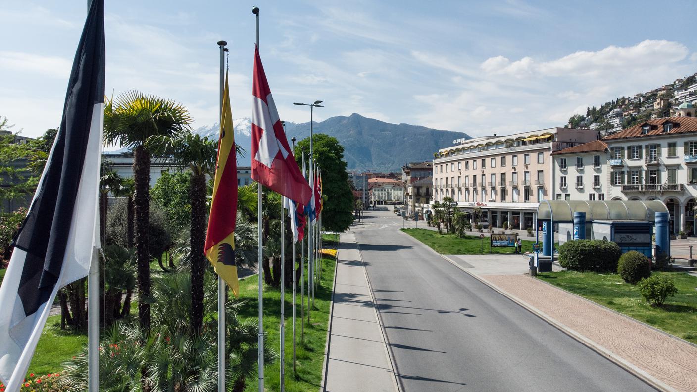 Uno scorcio di Locarno deserta durante le vacanze pasquali