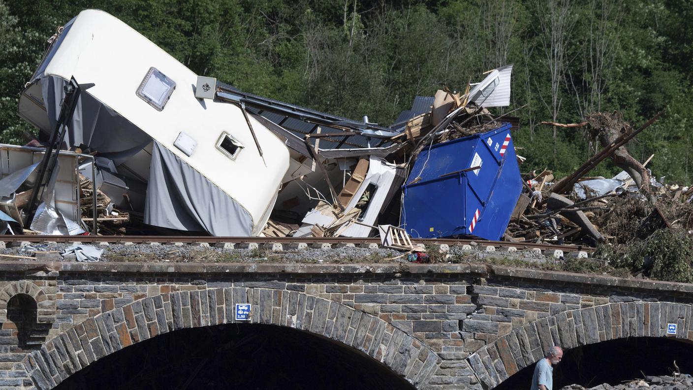 Un ponte devastato in Germania